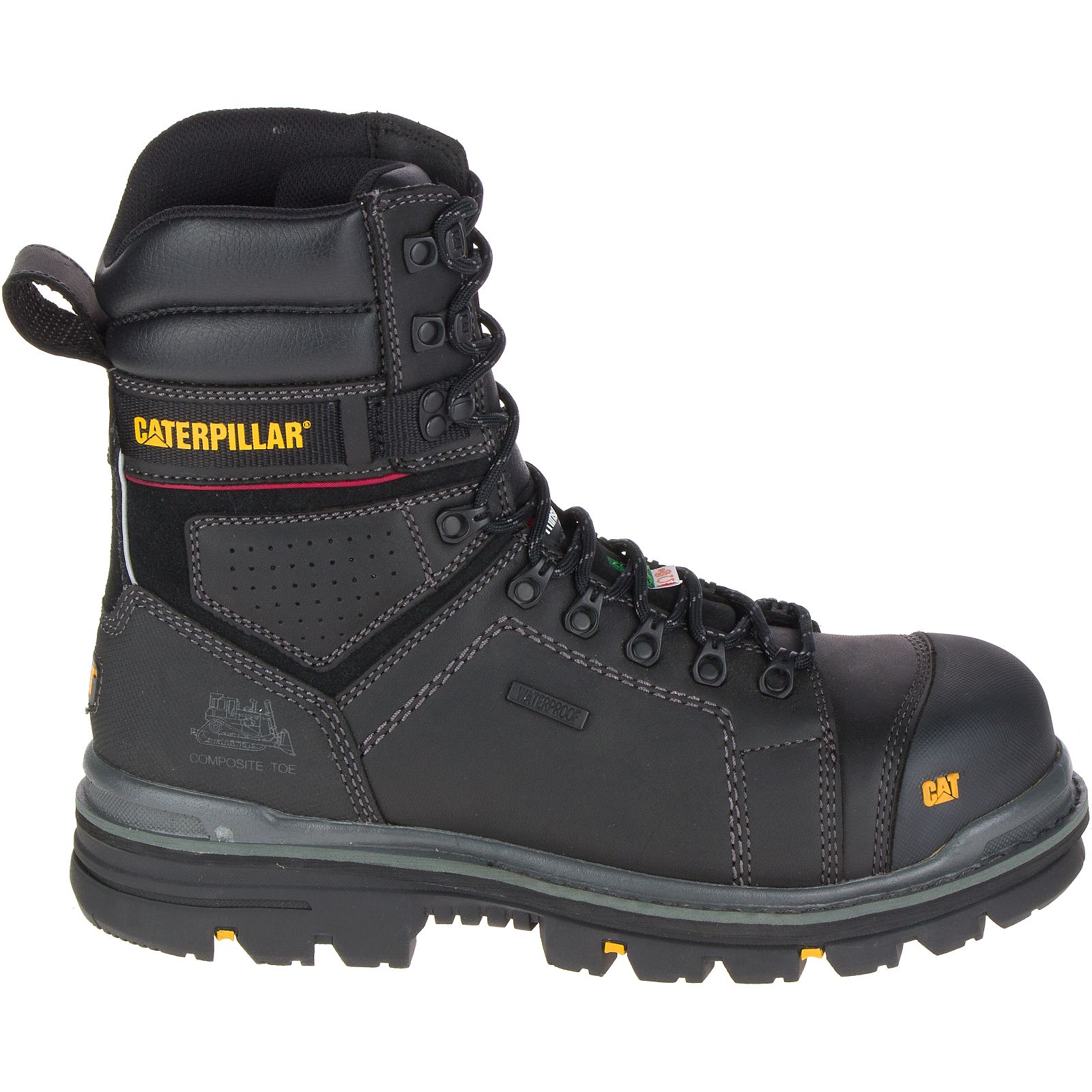 Caterpillar Hauler 8" Waterproof Composite Toe Csa - Mens Work Boots - Black - NZ (306YXTOVF)